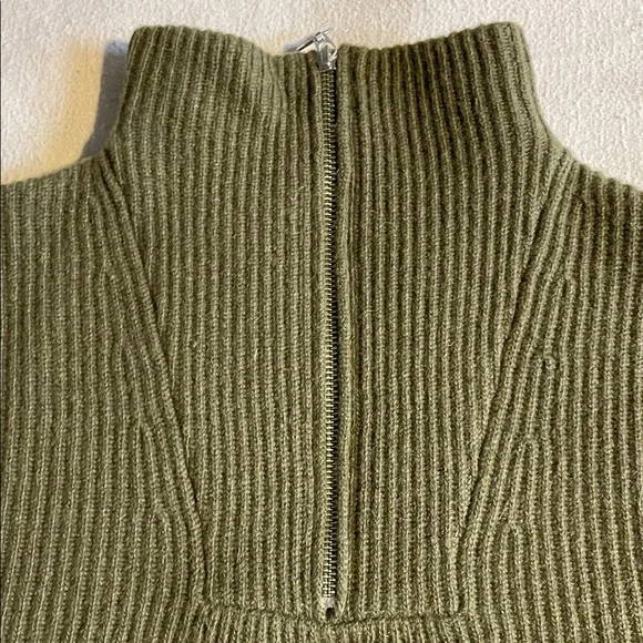 Minimum Olive Ribbed Zip Sweater - Picture 6 of 6
